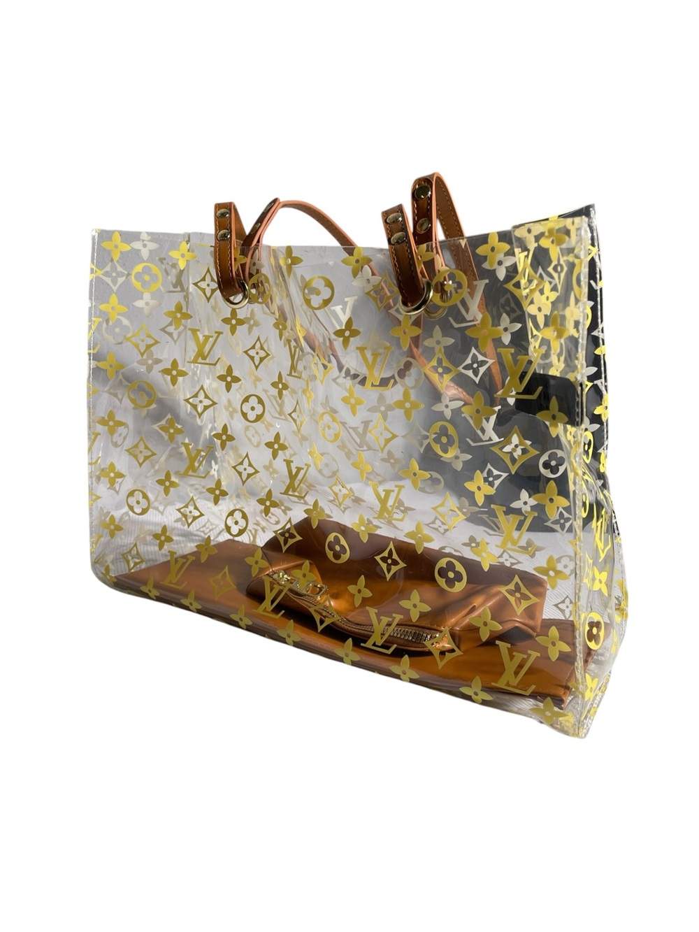 π Womenβs Clear Monogram Oversized Tote Bag with Brown Handles π - Picture 5 of 9